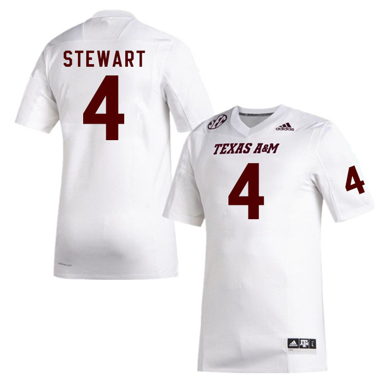 Men #4 Shemar Stewart Texas A&M Aggies College Football Jerseys Stitched Sale-White - Click Image to Close